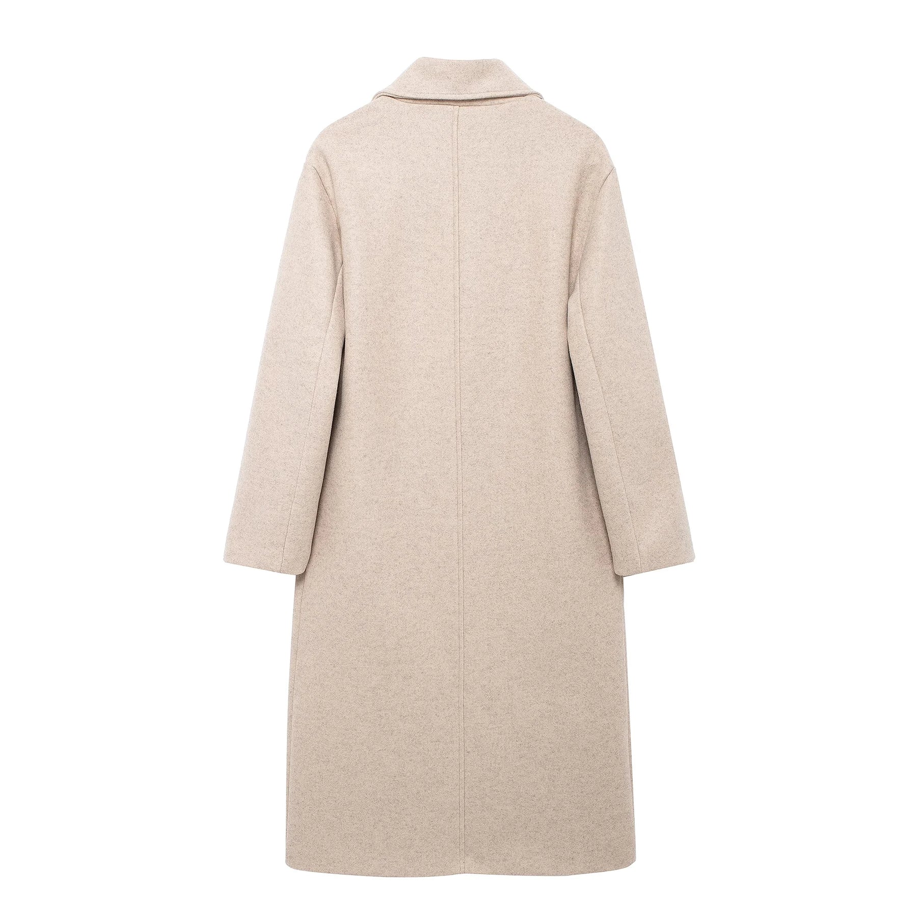 Trafza casaco de inverno para mulher 2024 lapela sólida duplo breasted longo cardigan topo feminino pokcet streetwear mulher novo em outerwear
