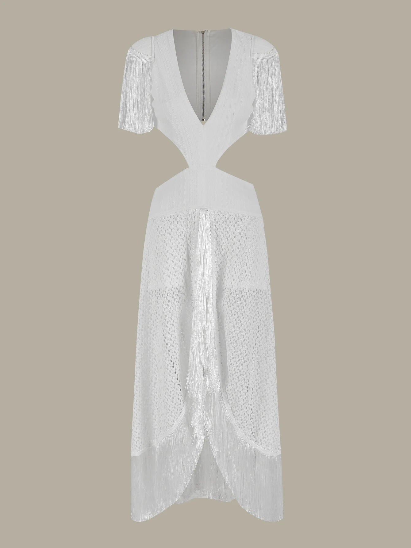Vestido longo com borlas para mulheres, decote em V profundo, sexy e elegante, festa feminina, férias, vestido chique, roupas femininas, novo, 2024