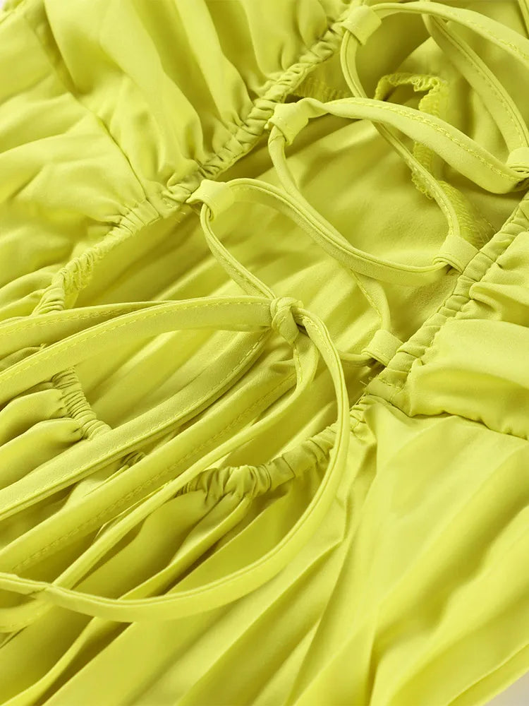 Vestido longo plissado sem alças feminino com fita, vestes femininas, sem mangas, sem costas, elegante, vestidos de festa, sexy, verão, novo, 2022