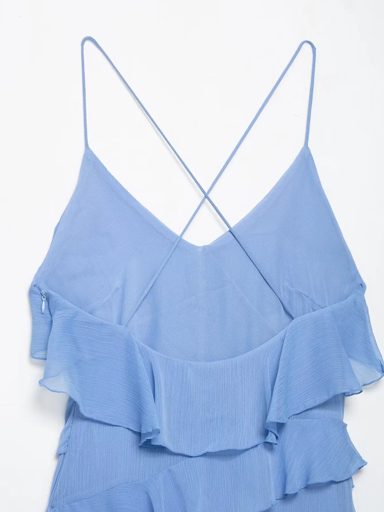Myst & za2025 verão nova moda casual feminina simples e confortável temperamento em camadas vestido suspensor decorativo