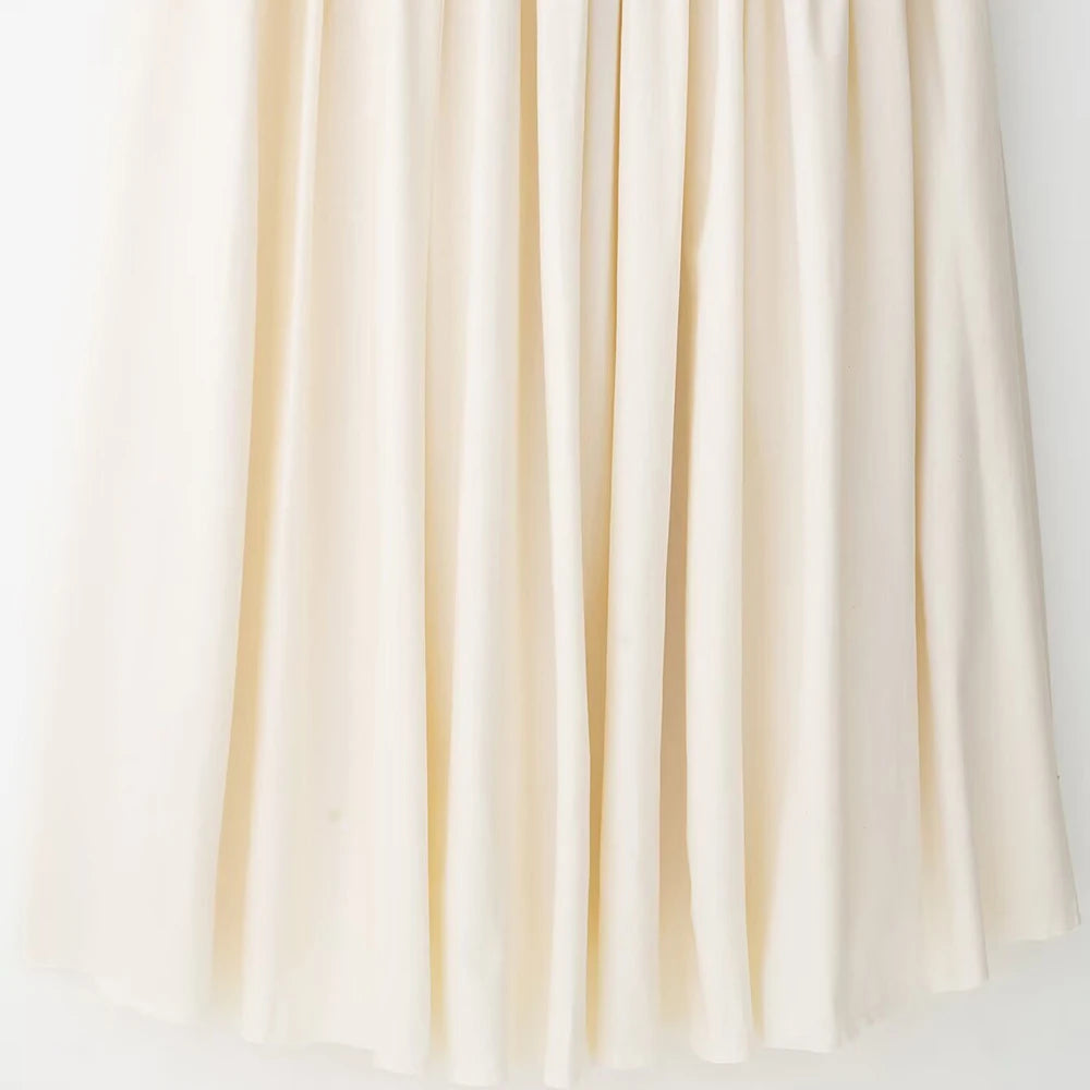 TRAF Vestido de retalhos plissado elástico para mulher Vestido de praia comprido sem mangas O Neck Vest Vestidos de festa para mulher