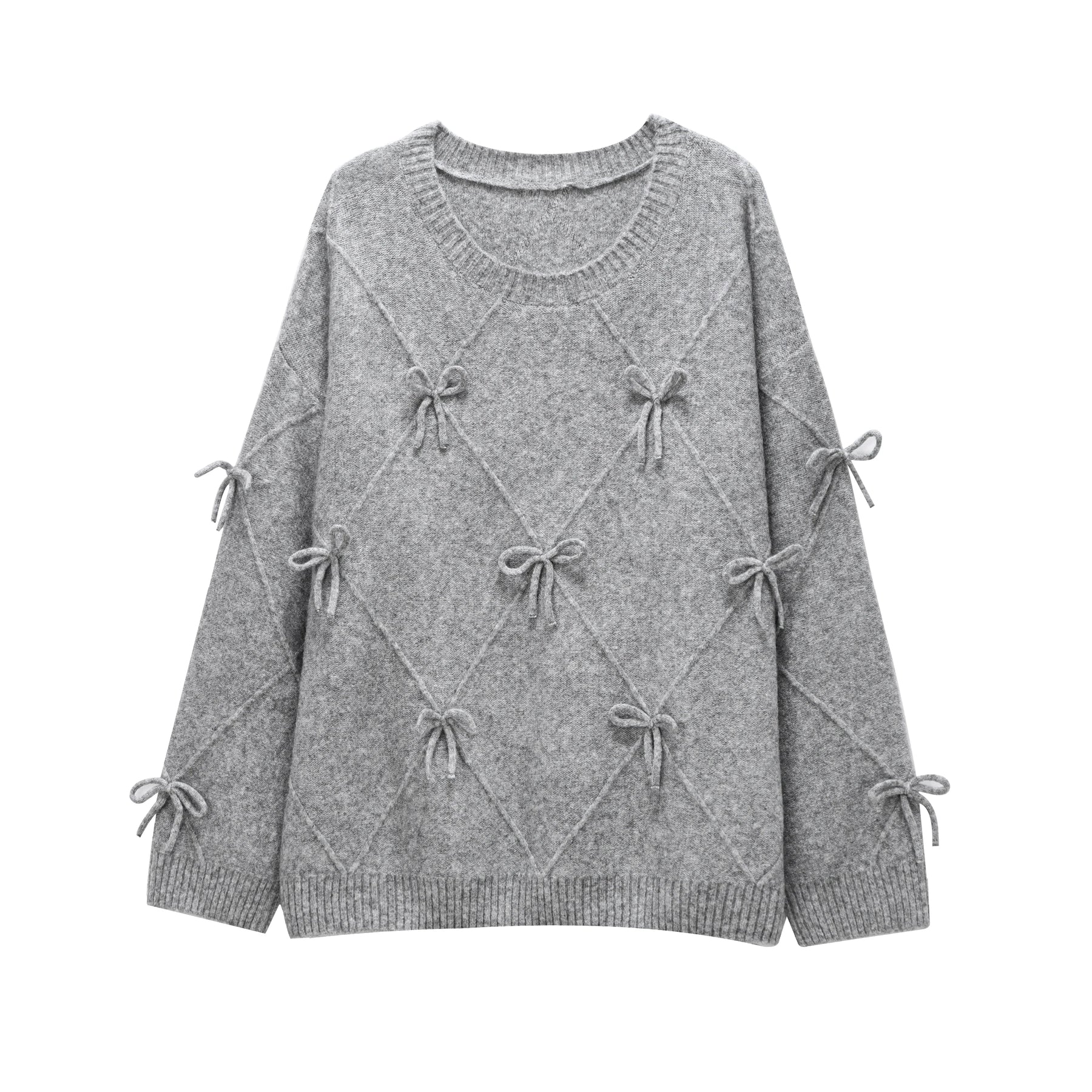 Trafshe arco camisola feminina outono inverno novo estilo preguiçoso solto exterior usar design anti-envelhecimento pulôver de malha topo 1269568