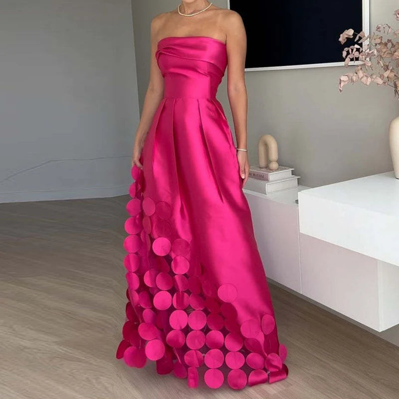 Sexy elegante fora do ombro cetim emendado oco para fora vestido de festa feminino verão sem costas vermelho chique banquete vestidos de noite 2025 novo
