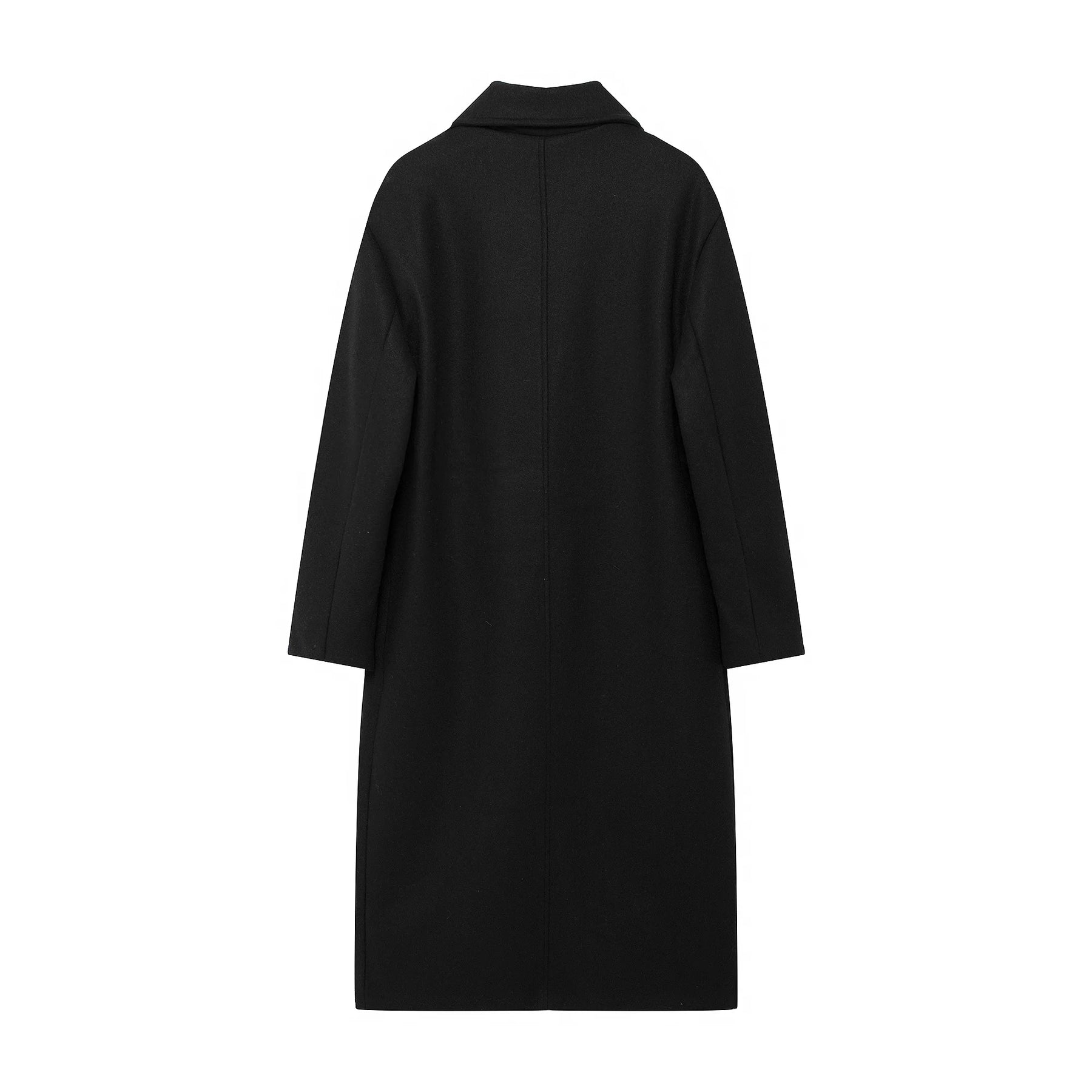 Trafza casaco de inverno para mulher 2024 lapela sólida duplo breasted longo cardigan topo feminino pokcet streetwear mulher novo em outerwear