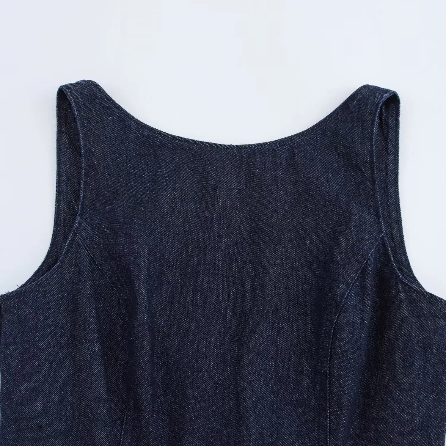 Traf denim vestido para mulheres moda outono inverno em camadas decorativas sem costas mini vestidos francês chique feminino roupas de noite