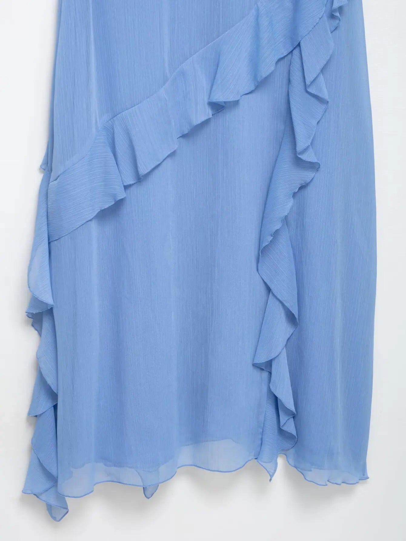 Myst & za2025 verão nova moda casual feminina simples e confortável temperamento em camadas vestido suspensor decorativo