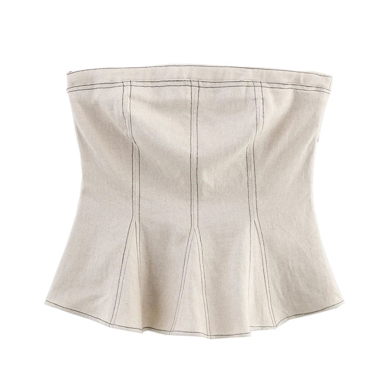 Elegante colete plissado calças de perna larga 2025 verão nova senhora calças compridas ternos moda babados fora do ombro regata calças soltas