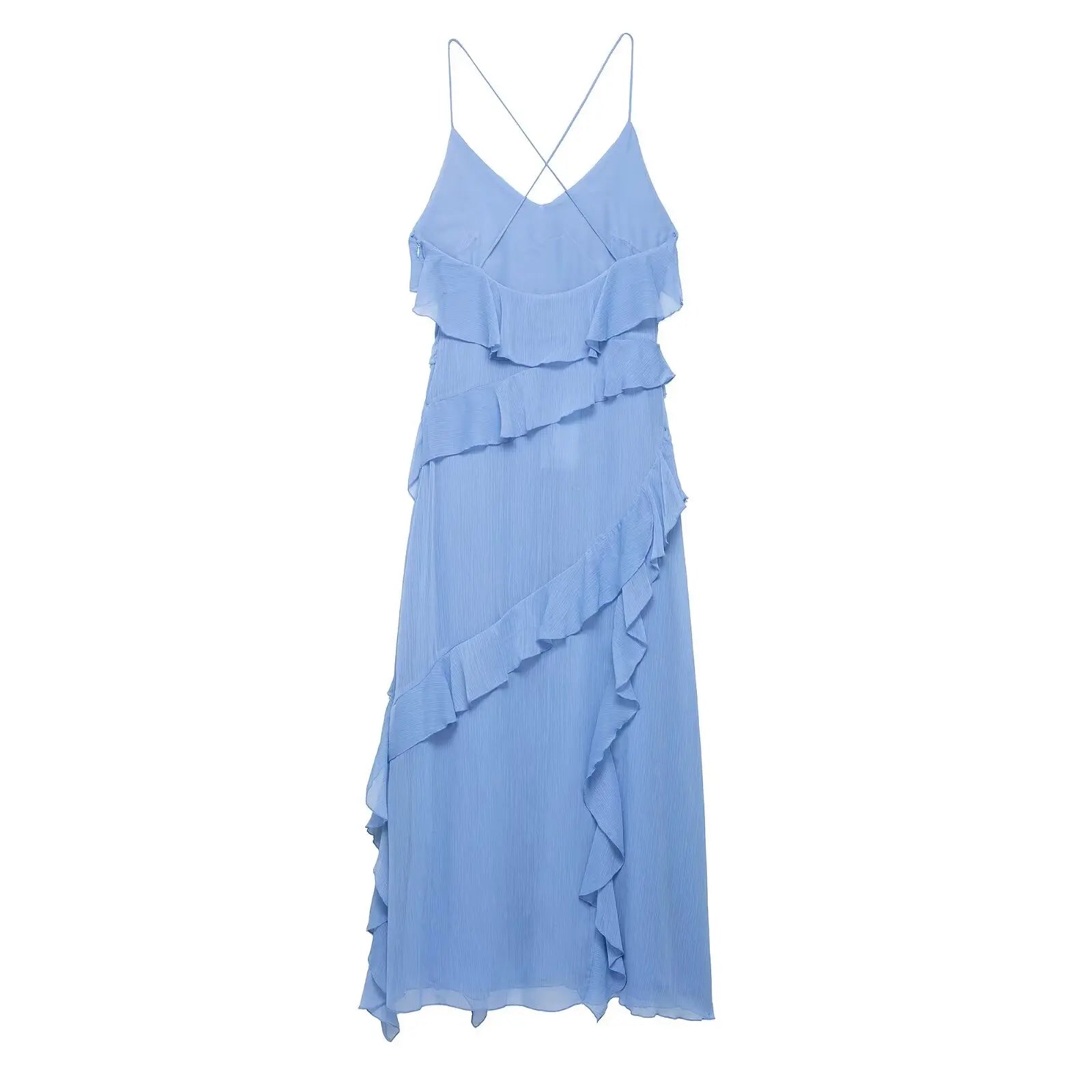 Myst & za2025 verão nova moda casual feminina simples e confortável temperamento em camadas vestido suspensor decorativo