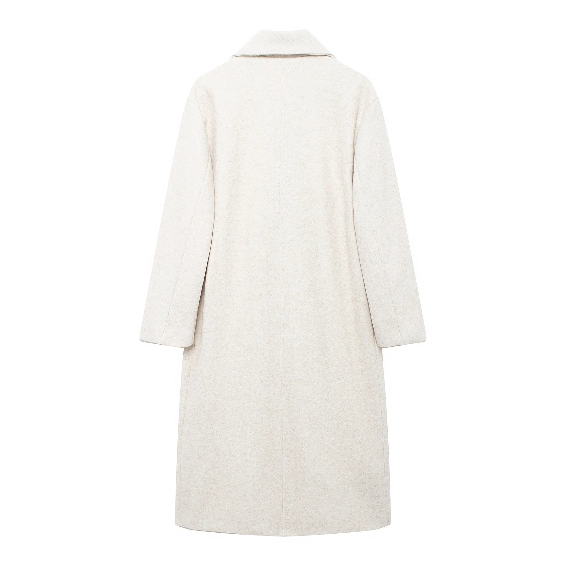 Trafza casaco de inverno para mulher 2024 lapela sólida duplo breasted longo cardigan topo feminino pokcet streetwear mulher novo em outerwear