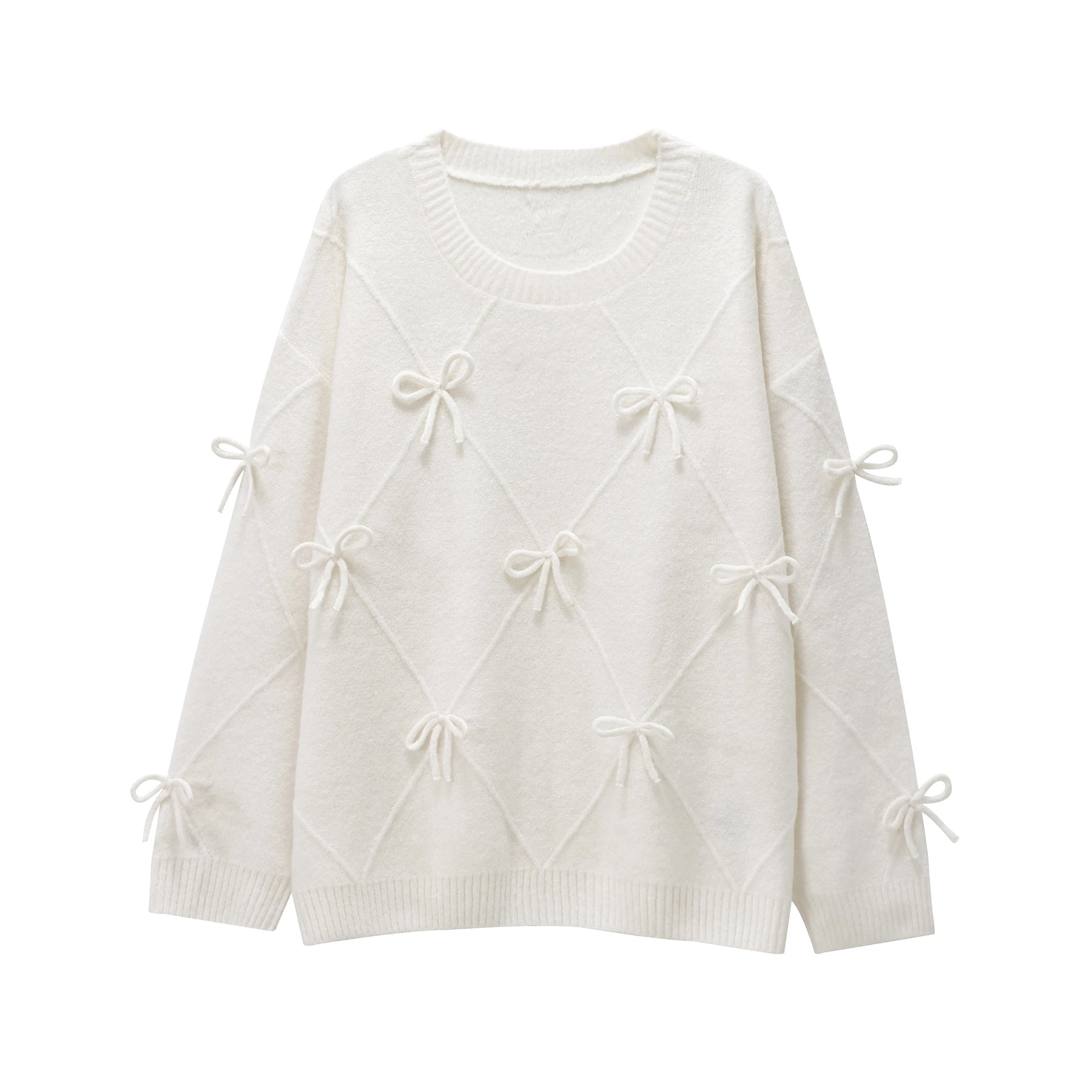 Trafshe arco camisola feminina outono inverno novo estilo preguiçoso solto exterior usar design anti-envelhecimento pulôver de malha topo 1269568