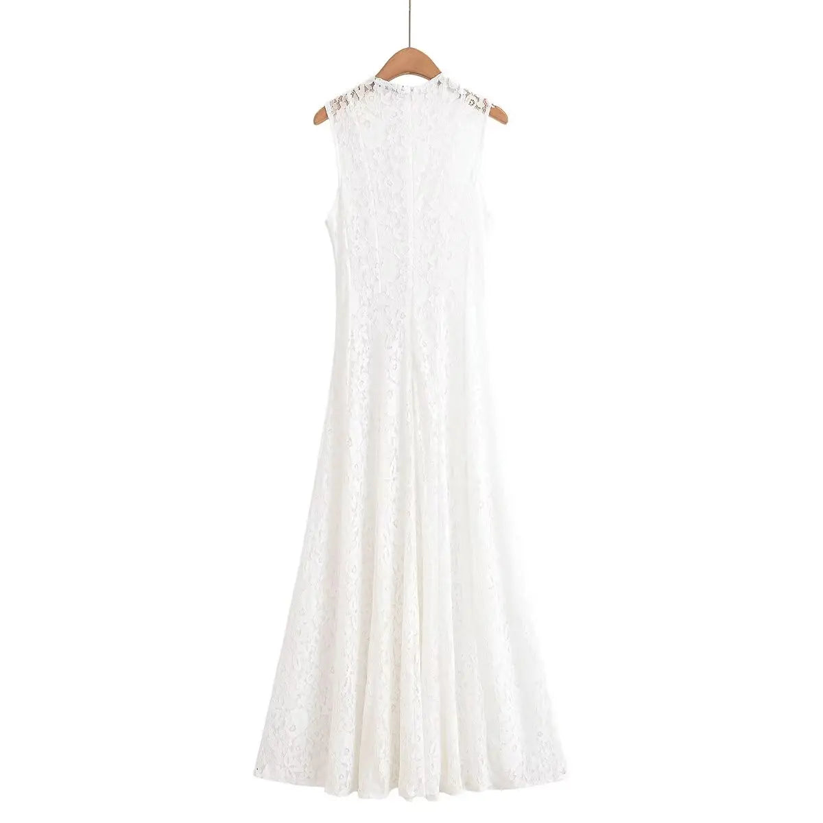 Fairycore impresso vestidos de renda gancho flor oco aberto para trás com zíper sexy vestido elegante para mulher no verão