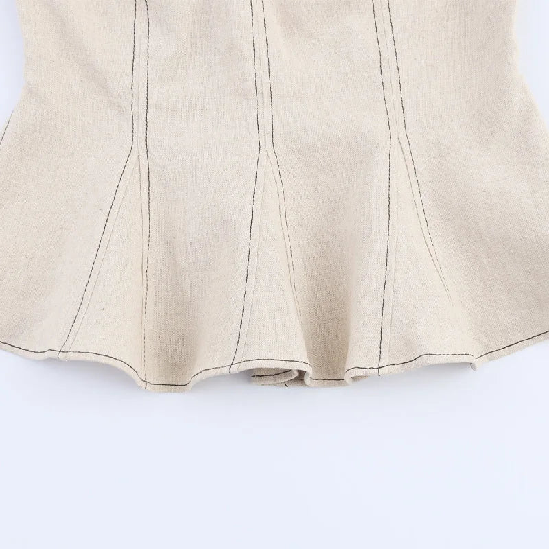 Elegante colete plissado calças de perna larga 2025 verão nova senhora calças compridas ternos moda babados fora do ombro regata calças soltas