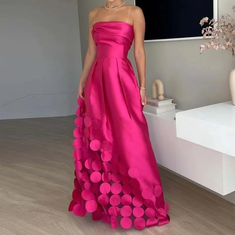 Sexy elegante fora do ombro cetim emendado oco para fora vestido de festa feminino verão sem costas vermelho chique banquete vestidos de noite 2025 novo