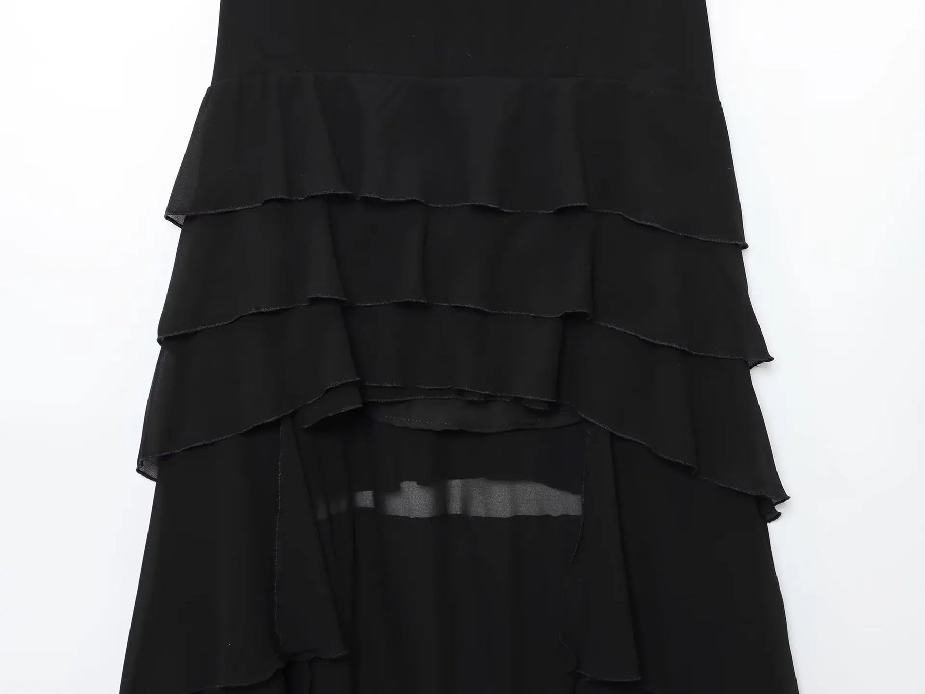 Roupas femininas 2025 verão novo produto estilo doce e picante em camadas decoração halter pescoço colarinho irregular vestido longo