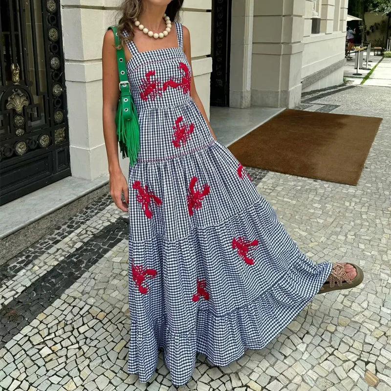 Traf mulher bordado vestido azul elegante casual deslizamento vestidos longos vestido de festa feminino