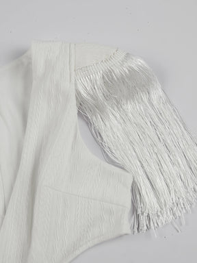 Vestido longo com borlas para mulheres, decote em V profundo, sexy e elegante, festa feminina, férias, vestido chique, roupas femininas, novo, 2024