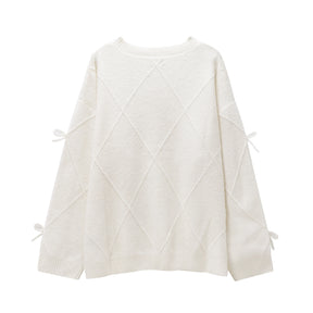 Trafshe arco camisola feminina outono inverno novo estilo preguiçoso solto exterior usar design anti-envelhecimento pulôver de malha topo ﻿ 1269568
