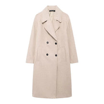 Trafza casaco de inverno para mulher 2024 lapela sólida duplo breasted longo cardigan topo feminino pokcet streetwear mulher novo em outerwear