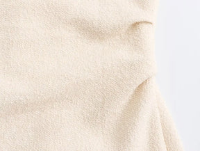 TRAF-Vestido de textura assimétrica para mulheres, cintura alta, fino, Midi sólido, vestidos longos, moda casual, 2023