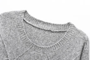 Trafshe arco camisola feminina outono inverno novo estilo preguiçoso solto exterior usar design anti-envelhecimento pulôver de malha topo ﻿ 1269568
