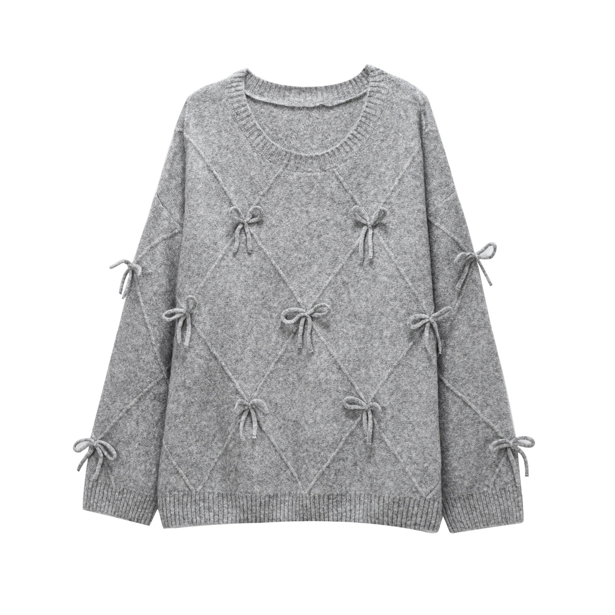 Trafshe arco camisola feminina outono inverno novo estilo preguiçoso solto exterior usar design anti-envelhecimento pulôver de malha topo ﻿ 1269568