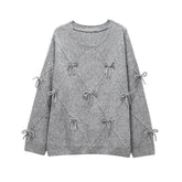Trafshe arco camisola feminina outono inverno novo estilo preguiçoso solto exterior usar design anti-envelhecimento pulôver de malha topo ﻿ 1269568