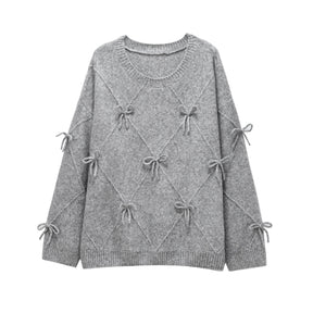 Trafshe arco camisola feminina outono inverno novo estilo preguiçoso solto exterior usar design anti-envelhecimento pulôver de malha topo ﻿ 1269568