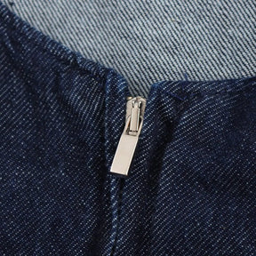Traf denim vestido para mulheres moda outono inverno em camadas decorativas sem costas mini vestidos francês chique feminino roupas de noite