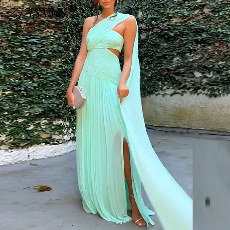 Novo sexy sem alças oco fenda vestido longo mulher verão sólido cintura alta boho maxi vestido senhoras magro plissado sem costas vestido de festa