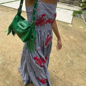 Traf mulher bordado vestido azul elegante casual deslizamento vestidos longos vestido de festa feminino