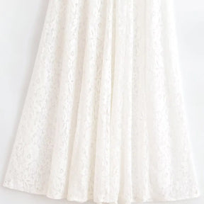 Fairycore impresso vestidos de renda gancho flor oco aberto para trás com zíper sexy vestido elegante para mulher no verão