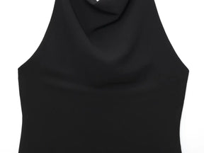 Roupas femininas 2025 verão novo produto estilo doce e picante em camadas decoração halter pescoço colarinho irregular vestido longo