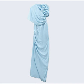 Chic sólido plissado hem retalhos vestidos longos feminino elegante o pescoço mangas completas roupões moda feminina férias high street wear