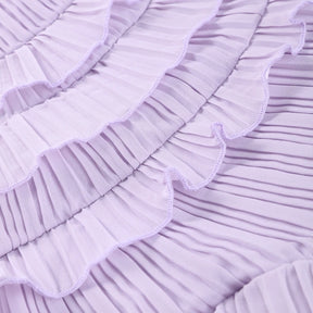 Verão temperamento plissado halter pescoço longo vestido de férias alta qualidade roxo sem alças 2025 novo clube roupas vestidos
