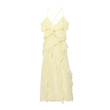 Myst & za2025 verão nova moda casual feminina simples e confortável temperamento em camadas vestido suspensor decorativo