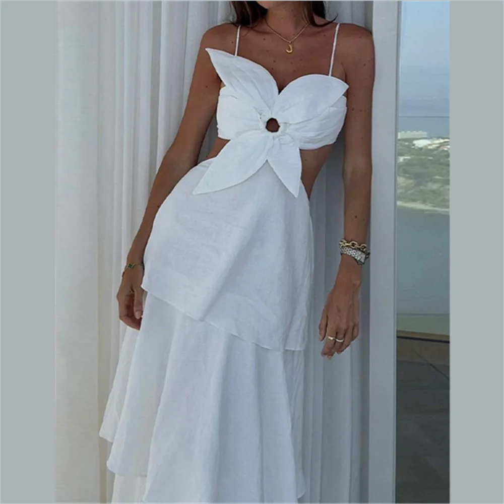 PB & ZA2024-Women's tridimensional flor empilhada cinta vestido, vestido de emagrecimento, versátil, sexy, cor sólida, estilo de moda, novo, outono