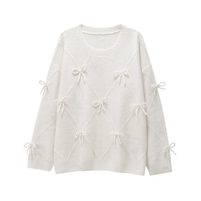 Trafshe arco camisola feminina outono inverno novo estilo preguiçoso solto exterior usar design anti-envelhecimento pulôver de malha topo ﻿ 1269568