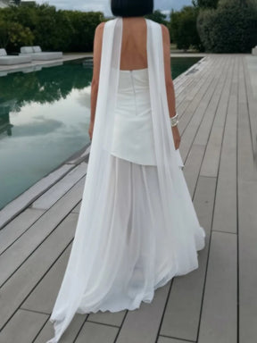 Taruxy vestido longo sem alças com fenda e fita feminino sem mangas malha elegante vestido de férias de praia 2025 primavera novo vestido feminino