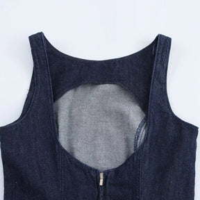 Traf denim vestido para mulheres moda outono inverno em camadas decorativas sem costas mini vestidos francês chique feminino roupas de noite