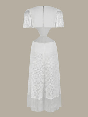 Vestido longo com borlas para mulheres, decote em V profundo, sexy e elegante, festa feminina, férias, vestido chique, roupas femininas, novo, 2024