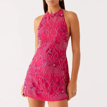Pena lantejoulas partywear mini vestidos femininos elegante malha pura lantejoulas feminino vestido de manga longa 2024 novo clube vestidos de noite