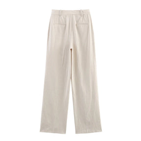 Elegante colete plissado calças de perna larga 2025 verão nova senhora calças compridas ternos moda babados fora do ombro regata calças soltas