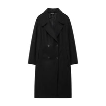 Trafza casaco de inverno para mulher 2024 lapela sólida duplo breasted longo cardigan topo feminino pokcet streetwear mulher novo em outerwear