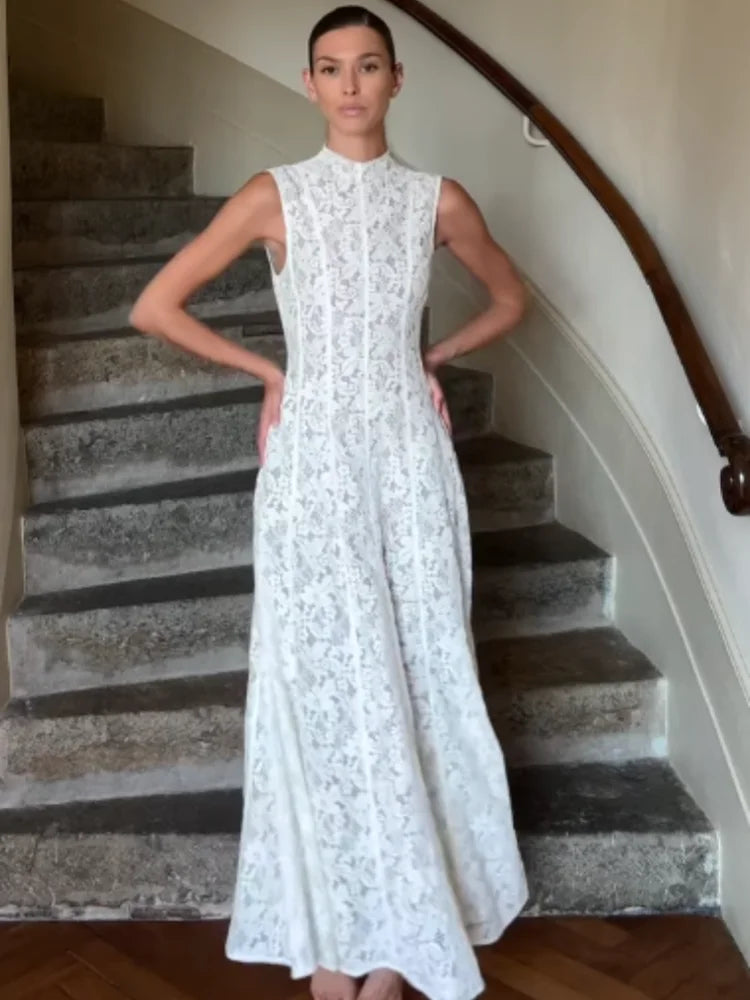 Fairycore impresso vestidos de renda gancho flor oco aberto para trás com zíper sexy vestido elegante para mulher no verão