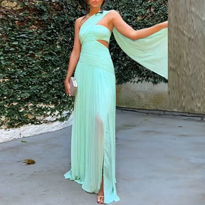Novo sexy sem alças oco fenda vestido longo mulher verão sólido cintura alta boho maxi vestido senhoras magro plissado sem costas vestido de festa