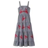 Traf mulher bordado vestido azul elegante casual deslizamento vestidos longos vestido de festa feminino