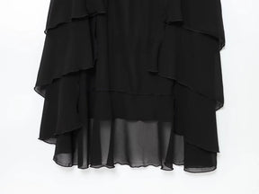 Roupas femininas 2025 verão novo produto estilo doce e picante em camadas decoração halter pescoço colarinho irregular vestido longo