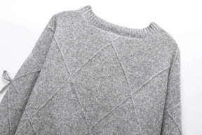 Trafshe arco camisola feminina outono inverno novo estilo preguiçoso solto exterior usar design anti-envelhecimento pulôver de malha topo ﻿ 1269568