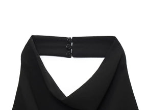 Roupas femininas 2025 verão novo produto estilo doce e picante em camadas decoração halter pescoço colarinho irregular vestido longo